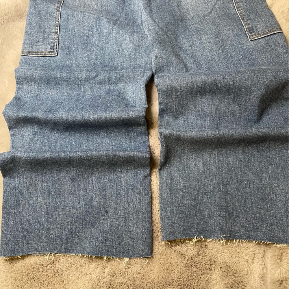 OAT New York High-Rise Cargo Wide Leg Jeans Utility Denim 10/30 Blue Casual - Picture 12 of 12
